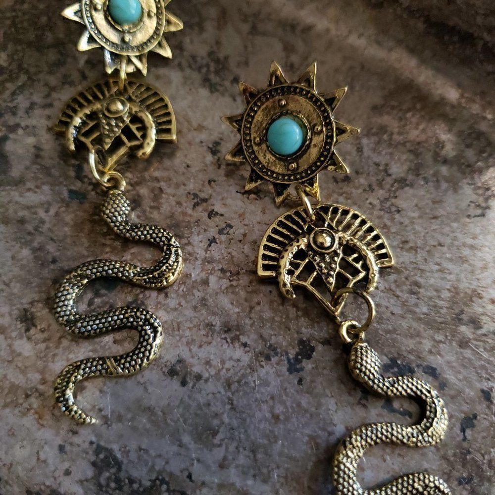 Artisan Goddess Snake Earrings - Picture 13 of 15